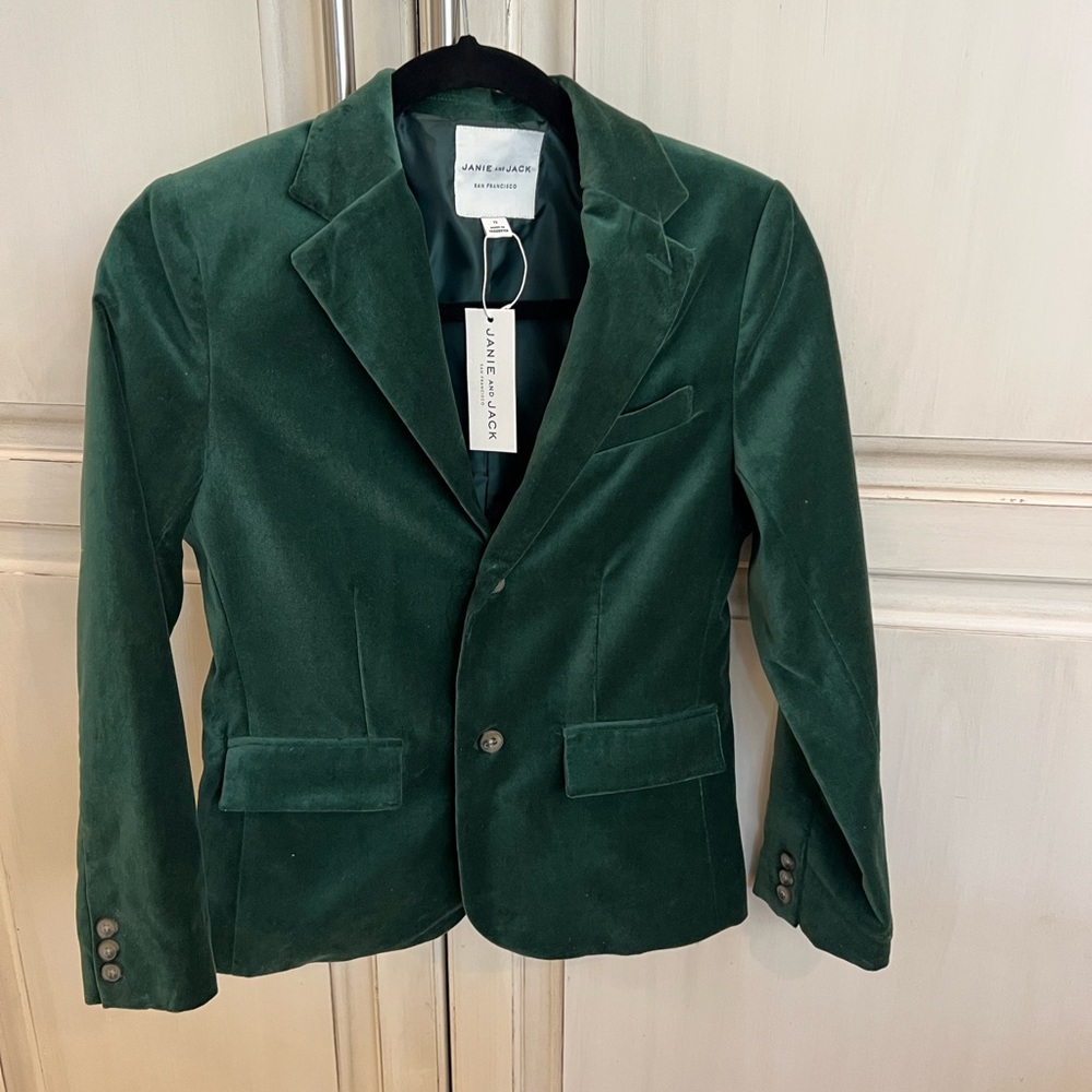 Boys, Janie and Jack Green velvet blazer. Size 12. NWT. Christmas